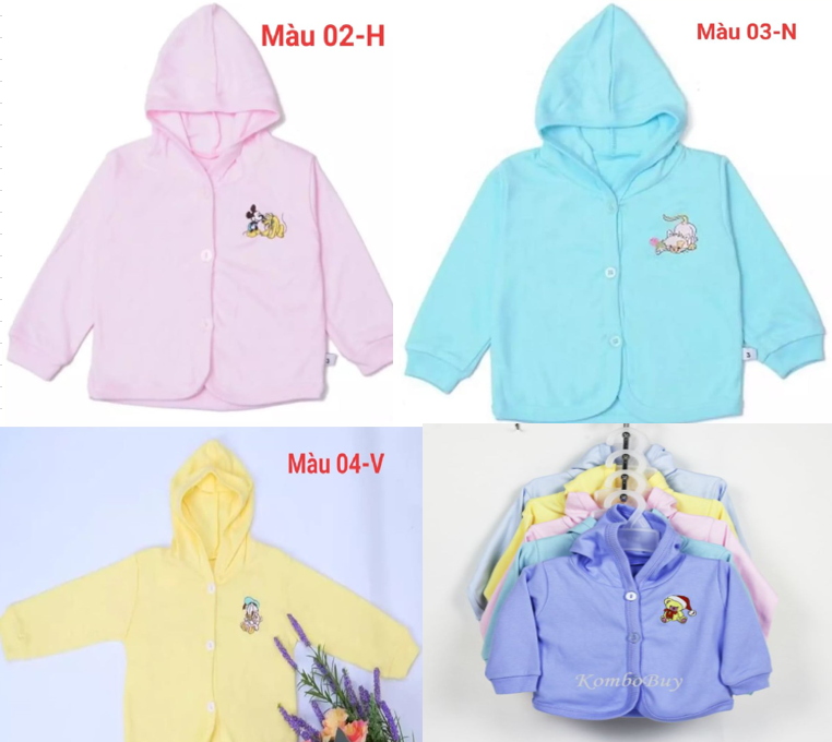 Áo khoác có nón chất cotton mềm mại cho trẻ sơ sinh đến 12kg