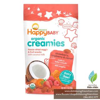 Bánh Ăn Dặm Sữa Dừa Sấy Khô Hữu Cơ Happy Baby Organic Creamies, 28g, vị Dâu Tây, Nam Việt Quất & Cà Rốt thumbnail