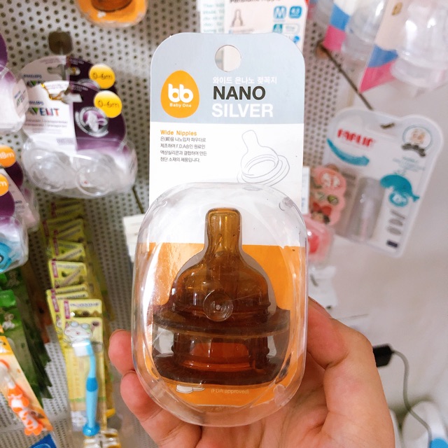 Núm ti thay bình sữa Nano Silver ( cổ rộng)
