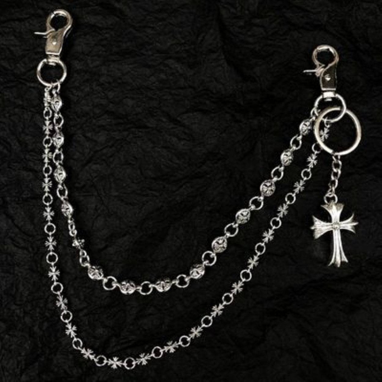 Chrome Heart pure silver high quality handmade cross silver plated bag chain bag chain double accessories rock