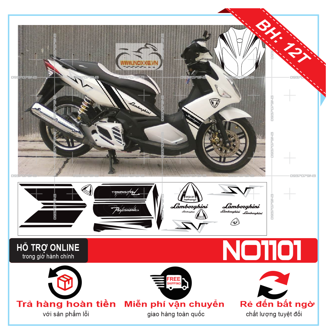 Tem rời nouvo 4 lx chế dán xe trắng