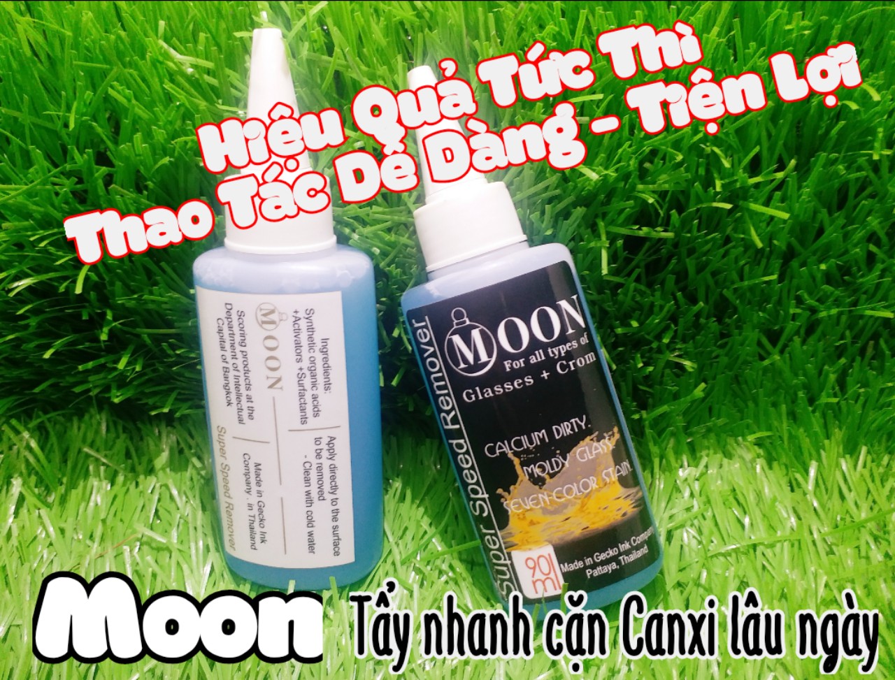 Hanpet - Moon 90ml- Siêu Tẩy Ố - Cặn Canxi - Váng 7 Màu Trên Kính Otô Vết gỉ Sắt - Cặn Bám Lâu Ngày Trên Vòi Labo - Inox Moon - Made in Gecko Ink - Company. In Thailand