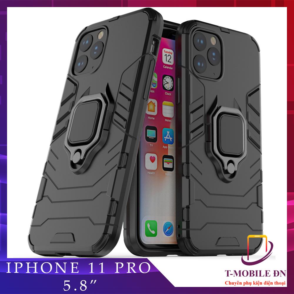 Ốp lưng dành cho iPhone 11 Pro chống sốc iron man kèm nhẫn ring chống xem video tiện lợi