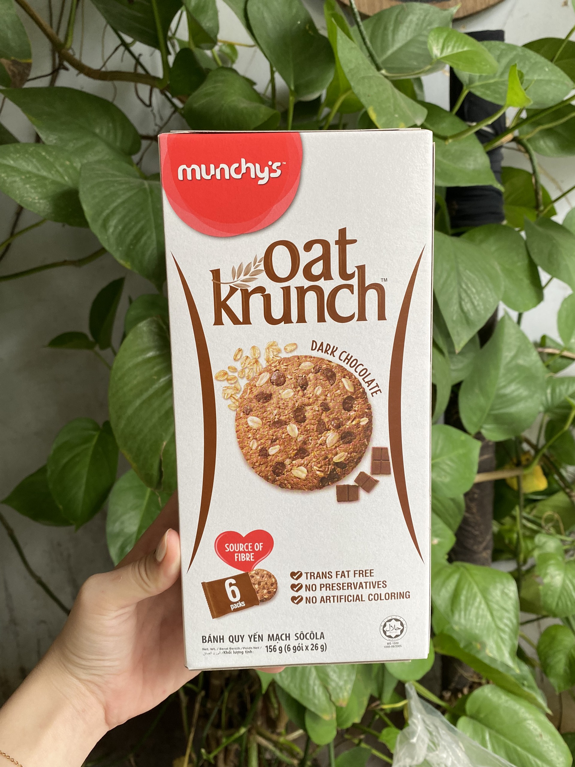 Bánh Quy Munchy's Yến Mạch Oat Krunch Socola Đen (Hộp 6 gói)