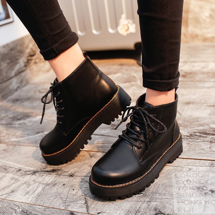 Giày bốt nữ cổ lửng Bốt nữ thấp cổ hot trend phong cách Hàn Quốc