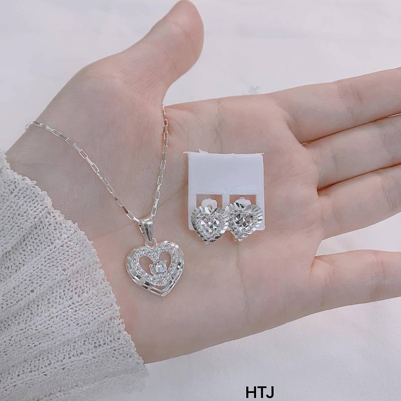 Bộ trang sức bạc Ý mặt tim MS27a