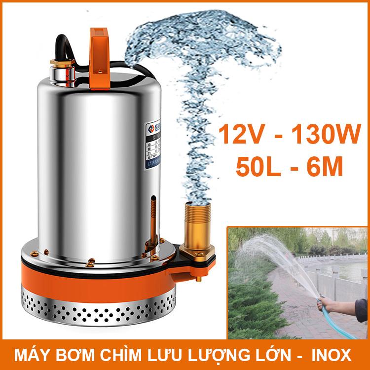 [HCM]Máy Bơm Chìm Lưu Lượng Lớn Inox 12V 130W 50L