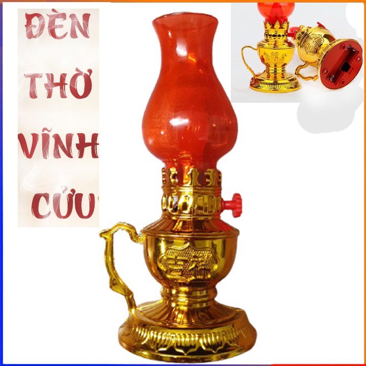 Đèn Thờ Sử Dụng Pin Vĩnh Cửu Kiểu Dáng Cổ Kính Trang Nghiêm, An Toàn Tiết Kiệm Điện Khi Sử Dụng