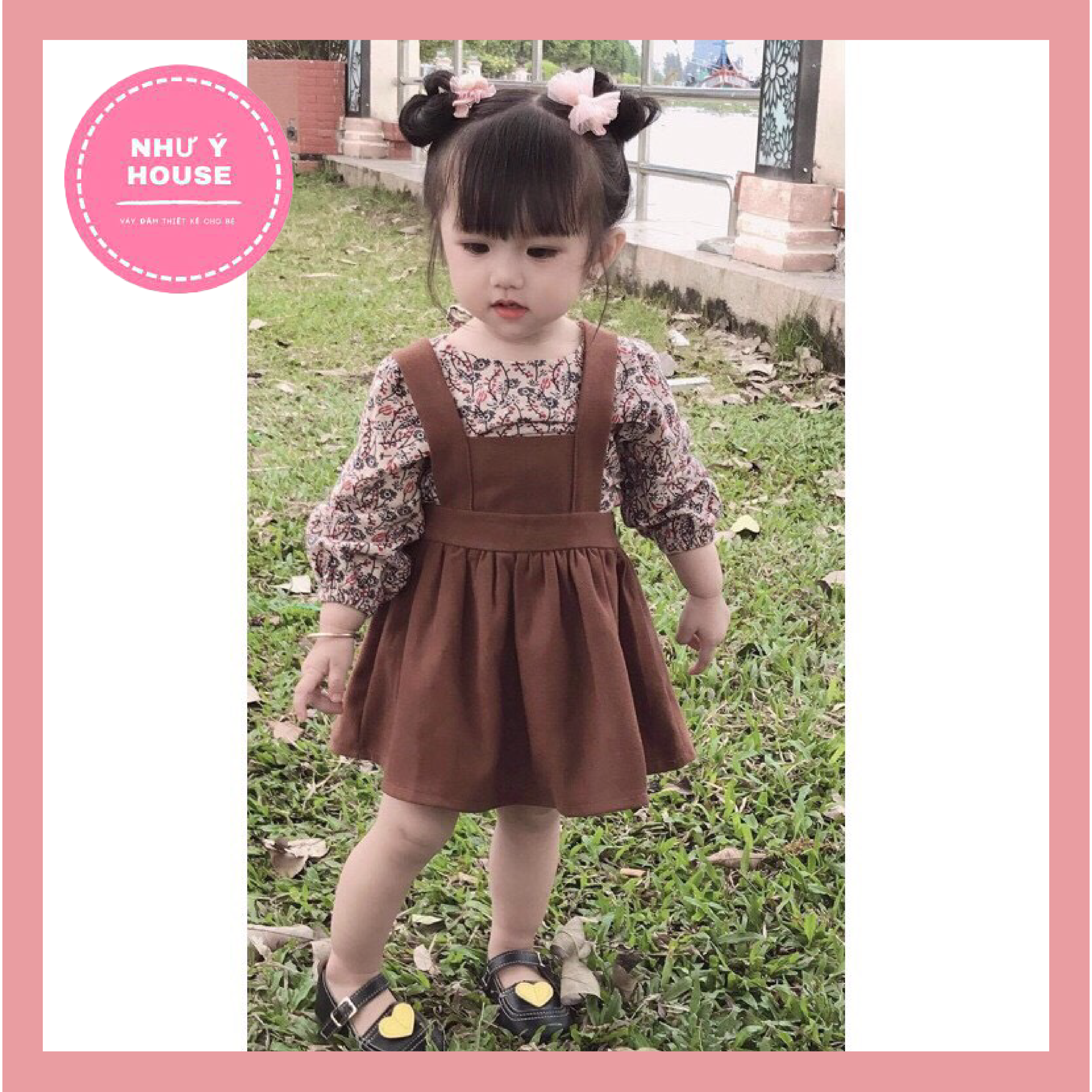 Đầm bé gái sét 2 chi tiết ( yếm nâu + áo hoa ) 💕𝑭𝑹𝑬𝑬𝑺𝑯𝑰𝑷 𝑴𝑨𝑿💕 NHƯ Ý HOUSE'S- VÁY YẾM CHO BÉ GÁI Hàng Thiết Kế Cao Cấp VNXK