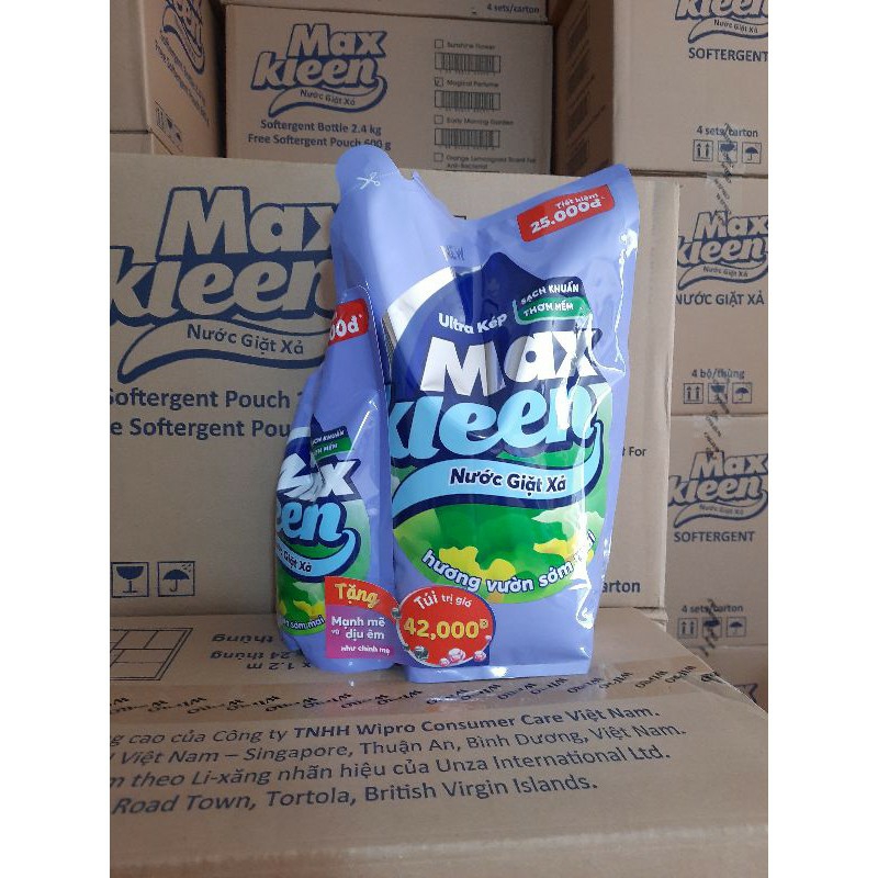 [Tặng KM] Túi Nước Giặt Xả Maxkleen 2,4kg tặng kèm túi lau sàn 600g