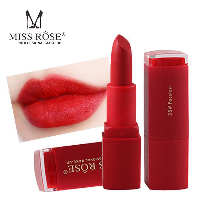 Son Thỏi Lì Miss Rose đỏ lên màu xinh tươi tắn