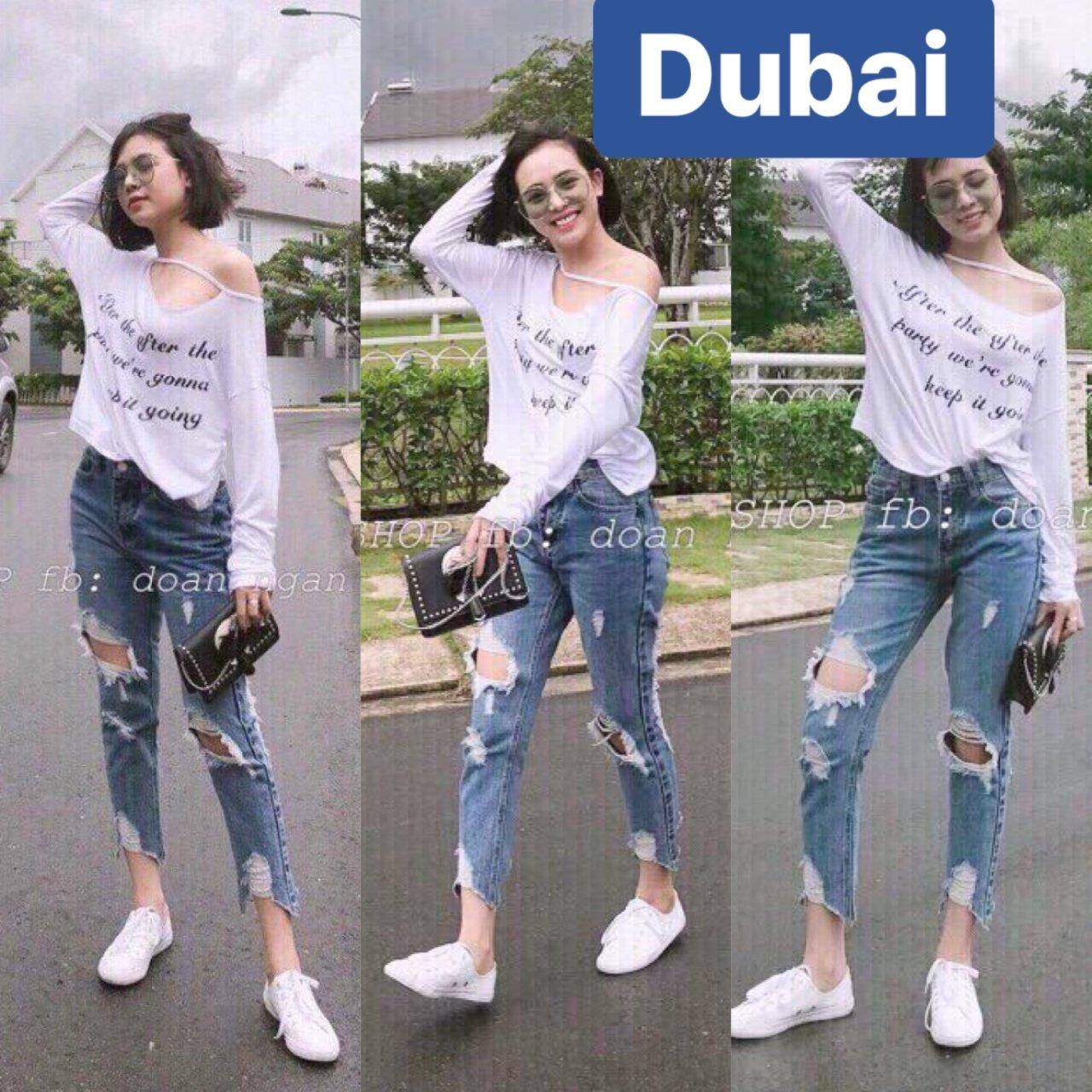 QUẦN JEAN NỮ CHẤT BÒ XANH RÁCH CUTE HOT CUTE SIÊU CO GIÃN HÀN QUỐC LƯNG CAO NÂNG MÔNG DB-3031 - DUBAI FASHION
