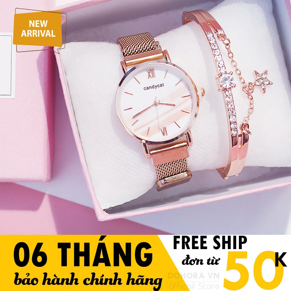 [Tặng Lắc Tay] Đồng hồ nữ đẹp dây kim loại thép lưới chống nước nhẹ Candycat C40 chạy 3 kim - bảo hành máy 6 tháng