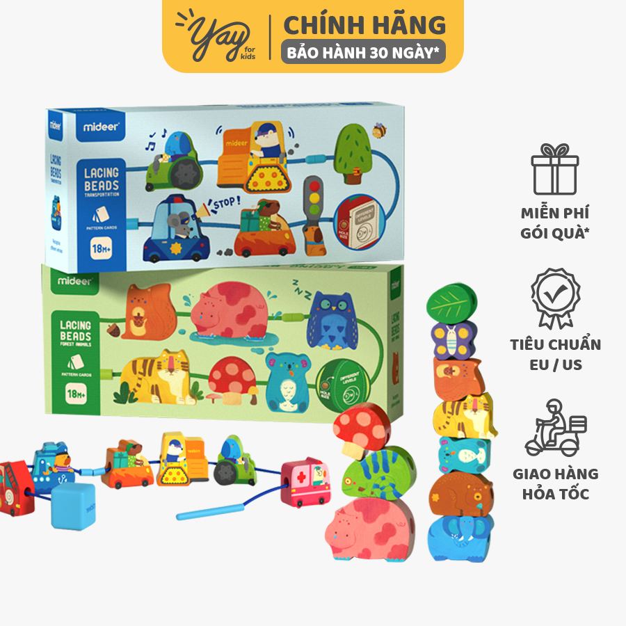 [3 chủ đề] Trò Chơi Xâu Hạt Gỗ Cho Bé 18m+