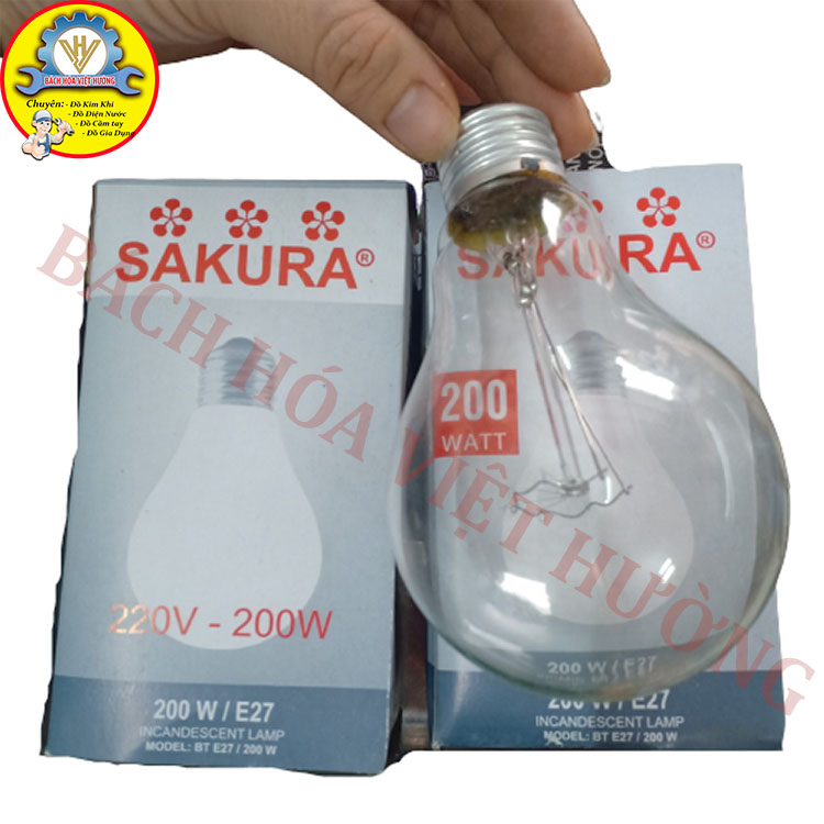 Bóng đèn sợi đốt 200W Sakura dùng sưởi ấm, thắp sáng (sẵn hàng)