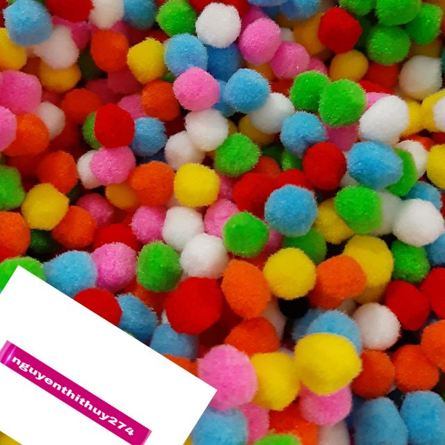 Pom pom loại 2cm trộn màu hoặc 1 màu trang trí slime