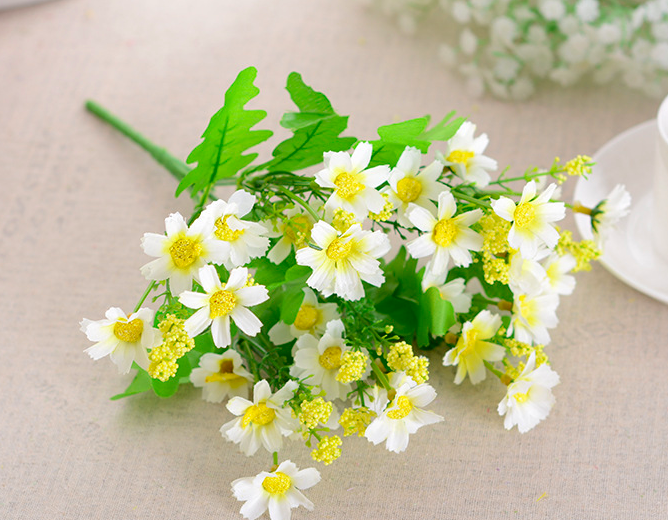 Hoa Giả -28 bông Hoa Lụa cúc nhí 7 cánh - HG82