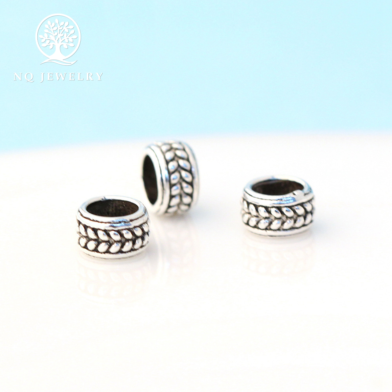 [HCM]Charm bạc chặn hạt họa tiết bông lúa - NQ Jewelry