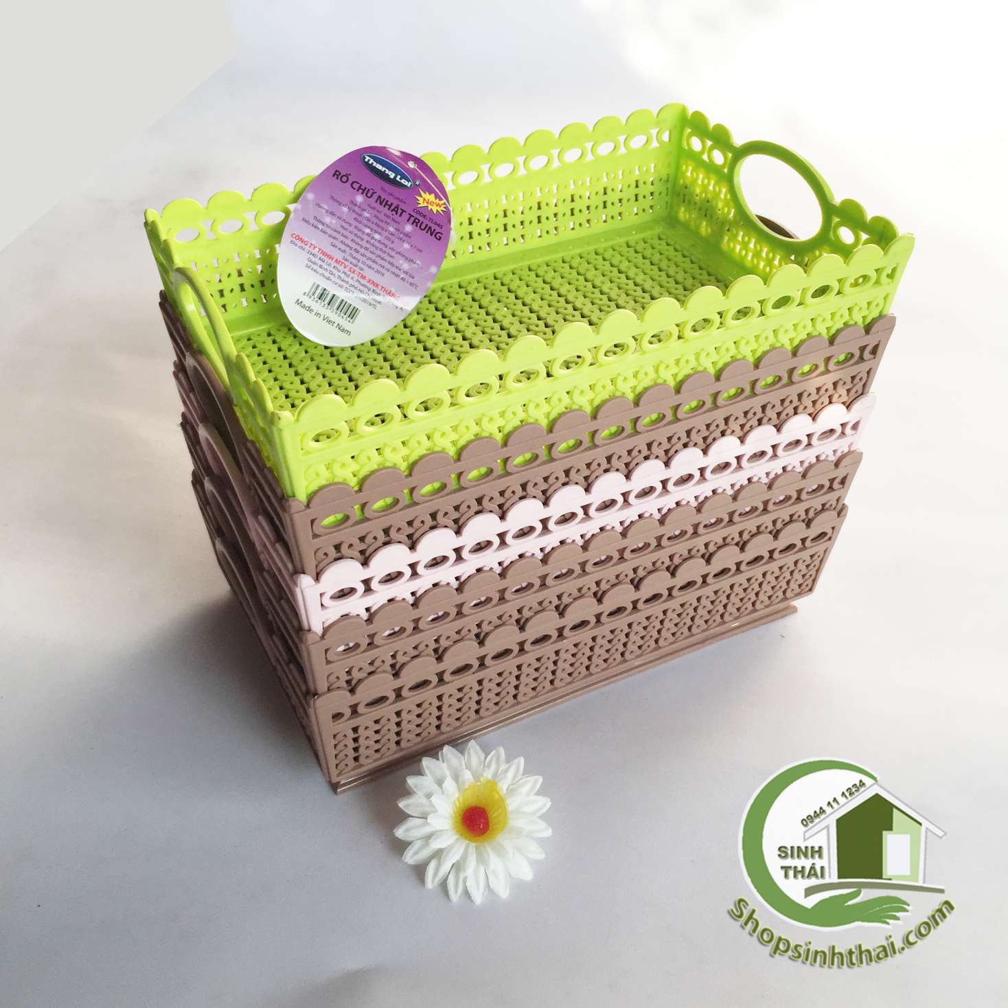 [HCM]Rổ chữ nhật trung Thắng Lợi - rổ đựng mỹ phẩm gia vị chai lọ - 24cm x 25cm - màu ngẫu nhiên