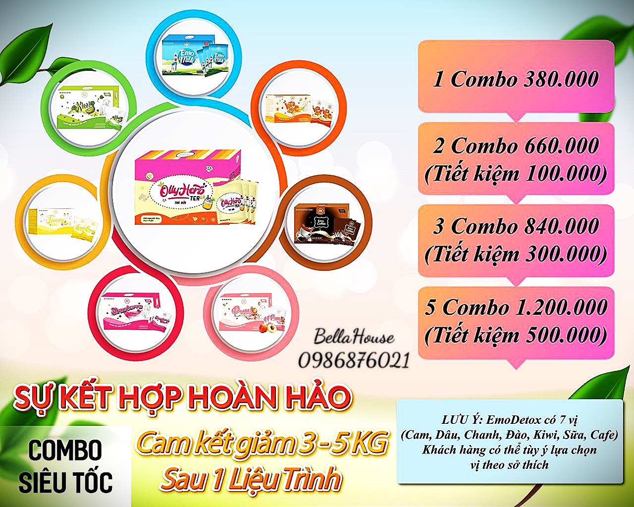 Giảm Cân  Em0 detox 10 hộp Giá Sỉ Emo [ Freeship+ Qùa ]