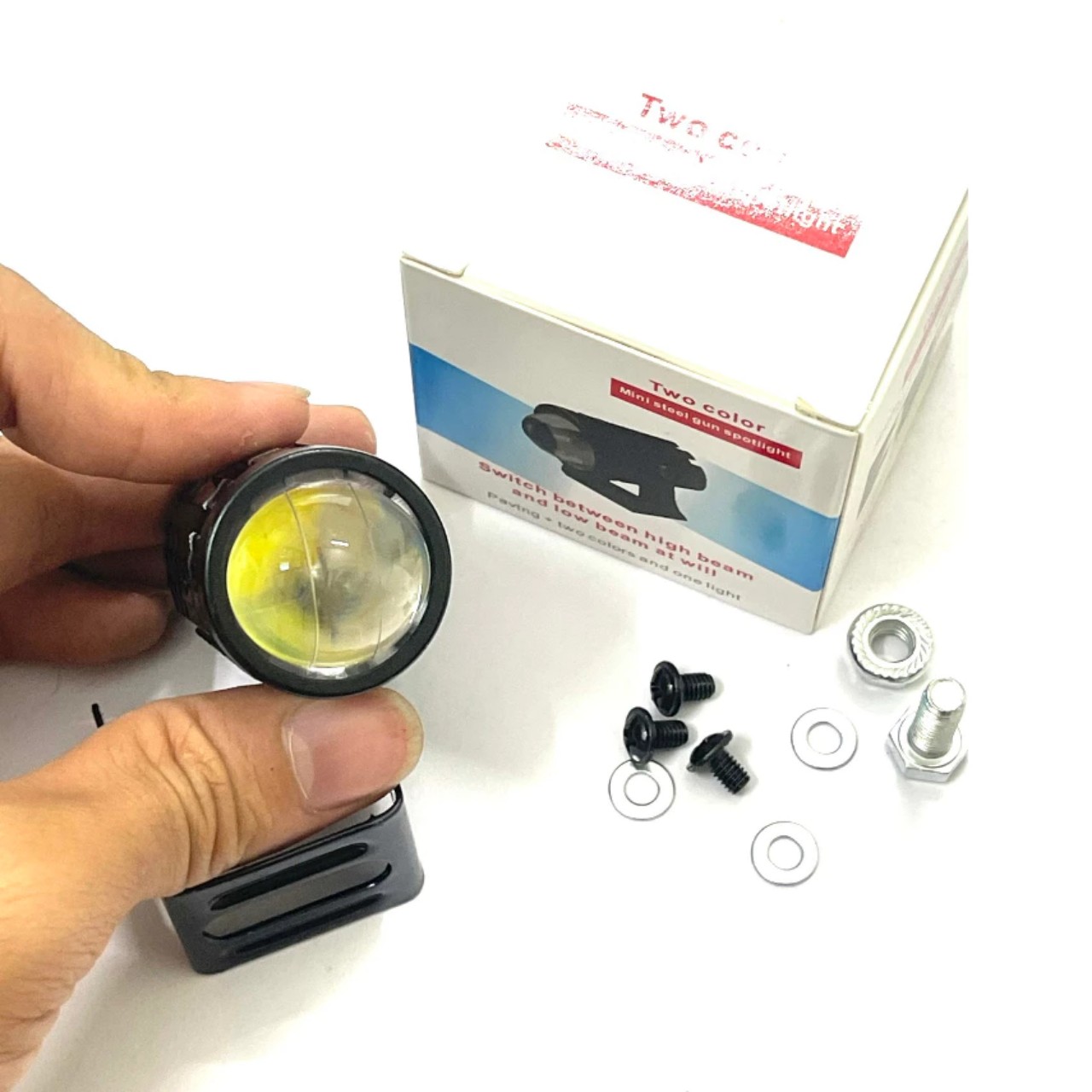 Đèn pha led xe máy trợ sáng mini siêu sáng pha trắng vàng 3000k 6000k 12v xe máy đèn pha