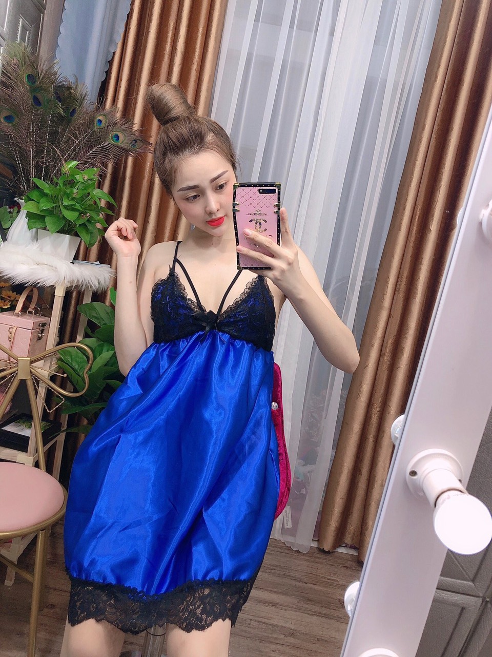ĐẦM PHI BÓNG CHÉO DÂY PHỐI REN FREESIZE DƯỚI 55KG