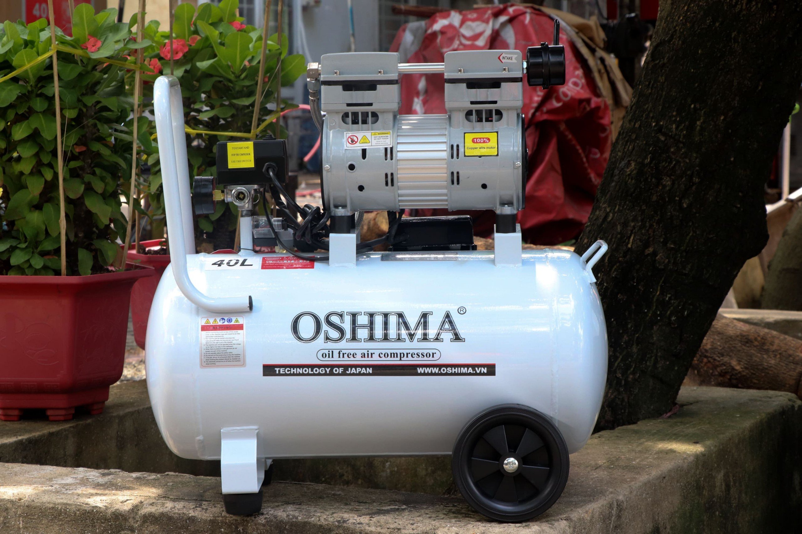 [Trả góp 0%] Máy nén khí không dầu oshima 40l