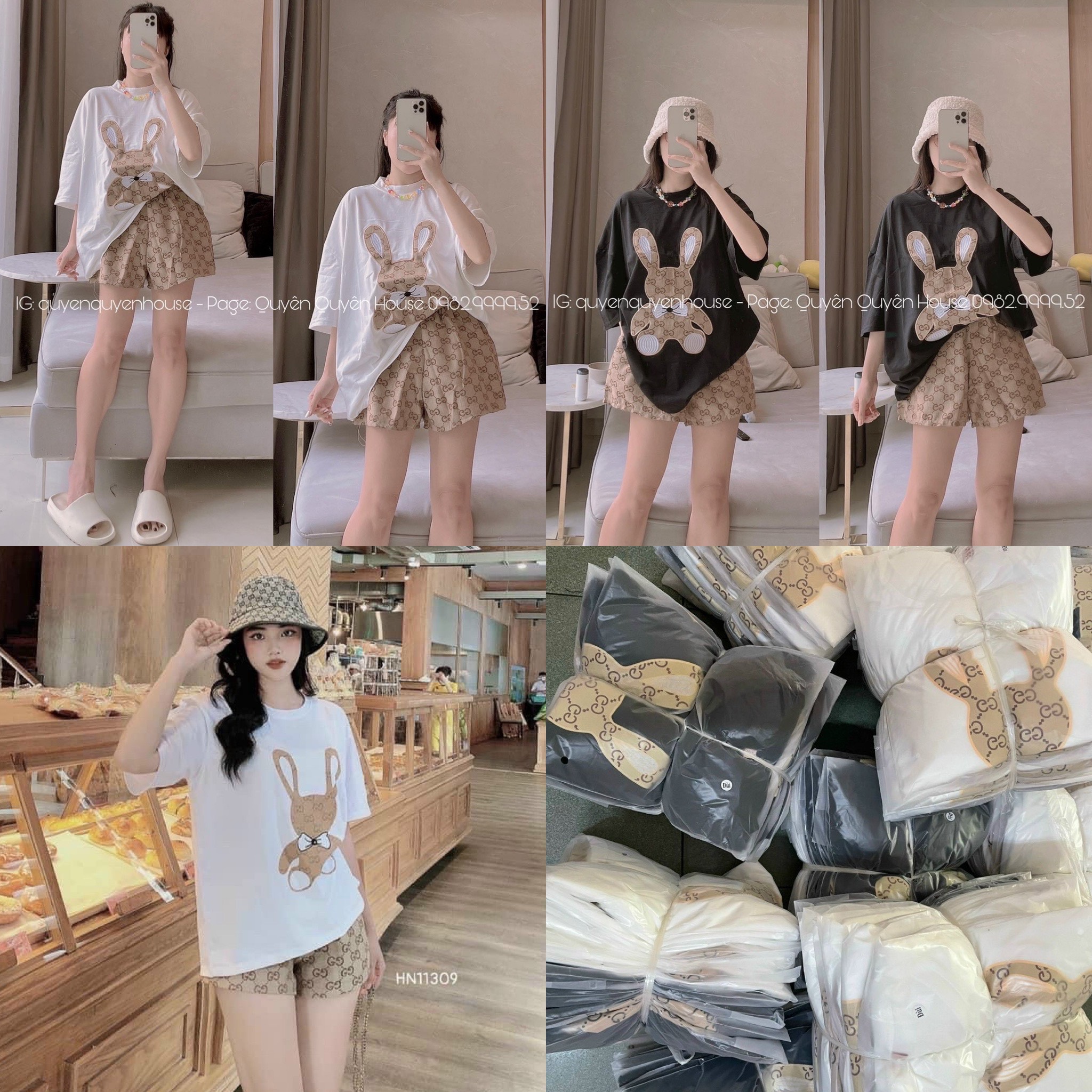 Set Bộ Đồ Nữ Áo Thun GC + Quần GC Đùi