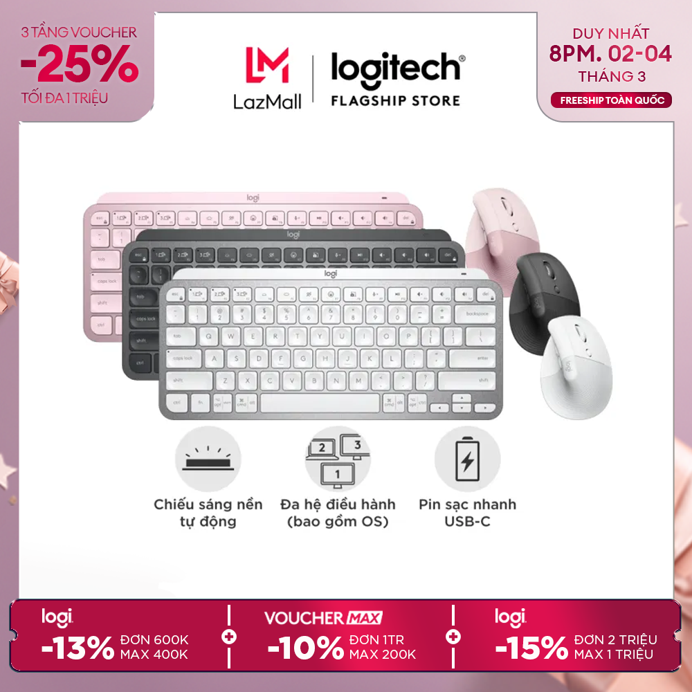 Combo Logitech MX Keys Mini + Lift Vertical: Wireless Keyboard Logitech Mx Keys Mini And Wireless Ergonomic Mouse Logitech Lift Vertical