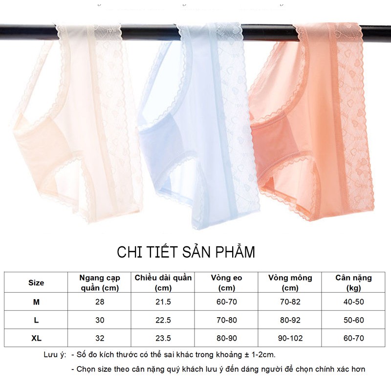 1 Quần su lụa sữa cạp ren tim cao cấp 40-70kg