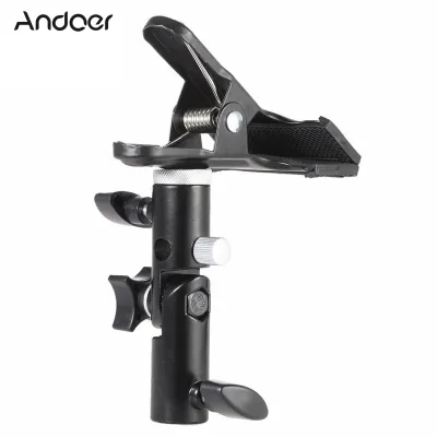 Andoer Metal Clamp Clip Holder with 5/8" Light Stand Attachment 1/4" to 3/8" Screw Mount Swivel Adapter for Photo Studio Reflector & Background