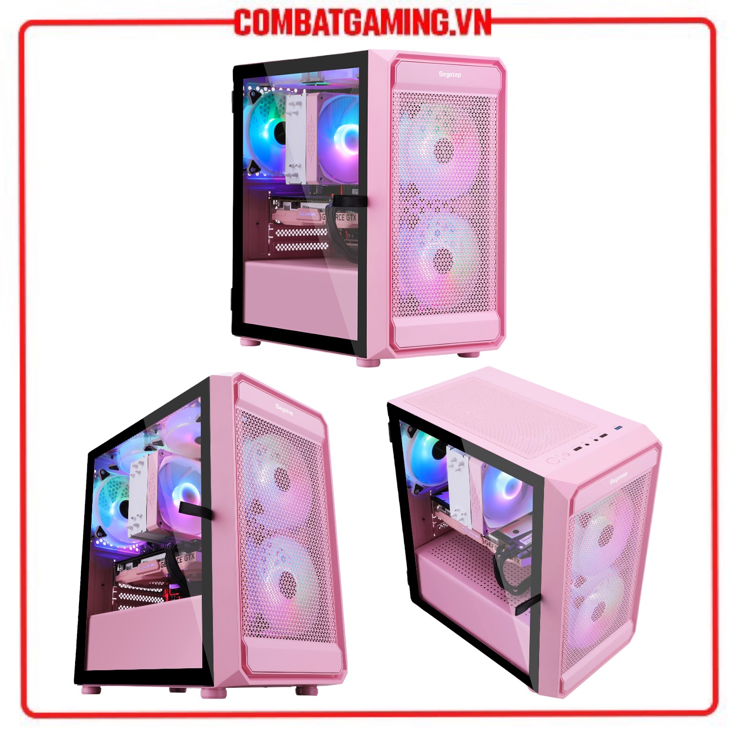 Case Segotep Artist 2F Black/White/Pink (Sẵn 2 Fan RGB)