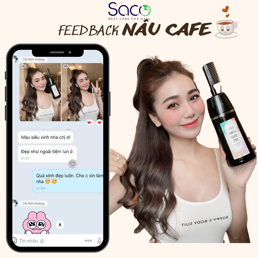 LƯỢC SACO PHỦ BẠC CHÍNH HÃNG  dầu gội nhuộm tóc  lên màu CHUẨN ĐẸP từ mọi nền tóc màu NÂU Cafe