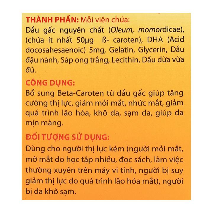 Dầu gấc bổ mắt DHA Vinadia cho đôi mắt sáng khỏe