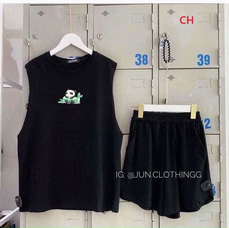 Set bộ quần áo thể thao . áo tanktop ba lỗ , quần đùi kèm áo quây trong thời trang nữ