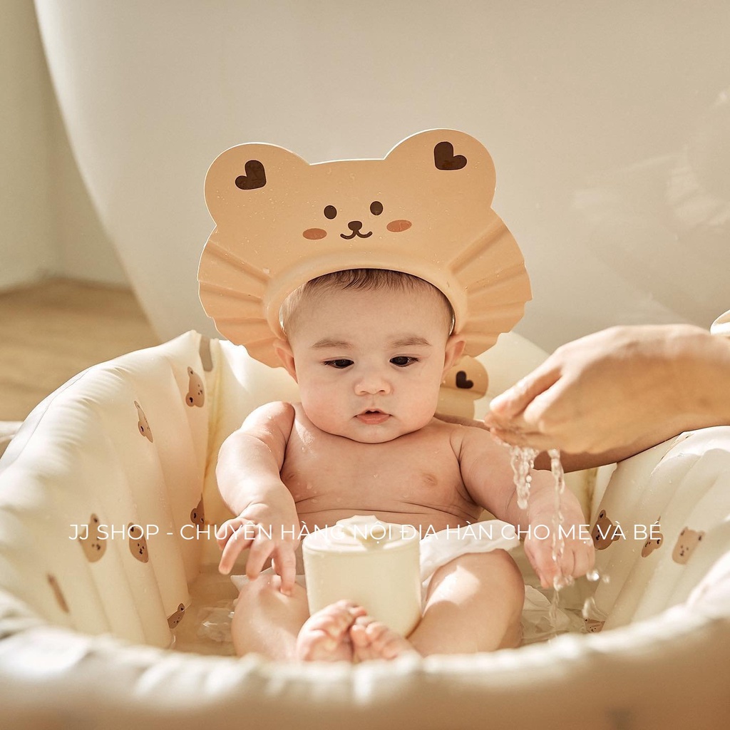 Mũ Tắm Đội Đầu Chắn Nước Cho Bé