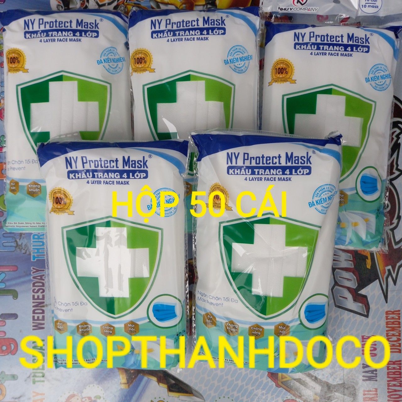 KHẨU TRANG Y TẾ NHƯ Ý ( NY PROTECT MASK ) 4 LỚP ( 1 HỘP 50 CÁI MÀU TRẮNG )