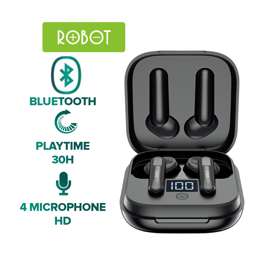 Tai nghe bluetooth Robot Airbuds T10 T30 T40NC T50S chống nước thiết kế tai nghe không dây bass mạnh đàm...