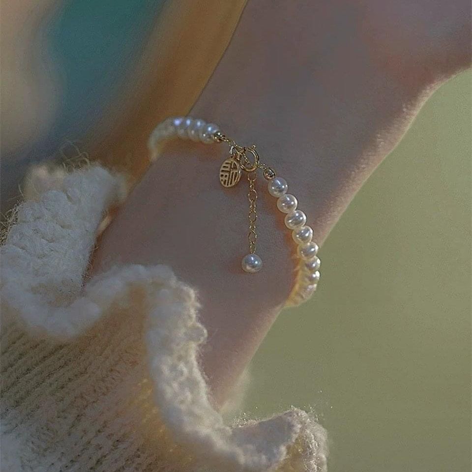 Real pearl bracelet freshwater beads child 4Li delivery face needle money Ta Si Gold (set according to the width on request)