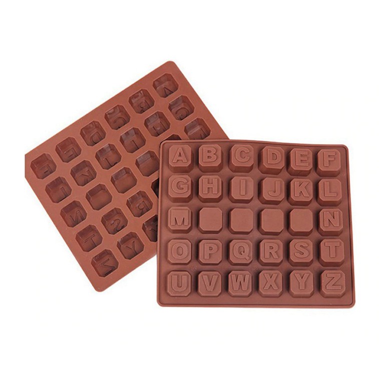 Khuôn Silicon Đổ Socola/Thạch/Đá/Kẹochipchip/Pudding Hình 26 Chữ Nổi