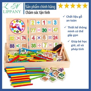 Đồ chơi toán học có đồng hồ, que tính, bảng đen, số, phấn, lau bảng cho bé - đồ chơi giáo dục - bộ học tán thông minh thumbnail