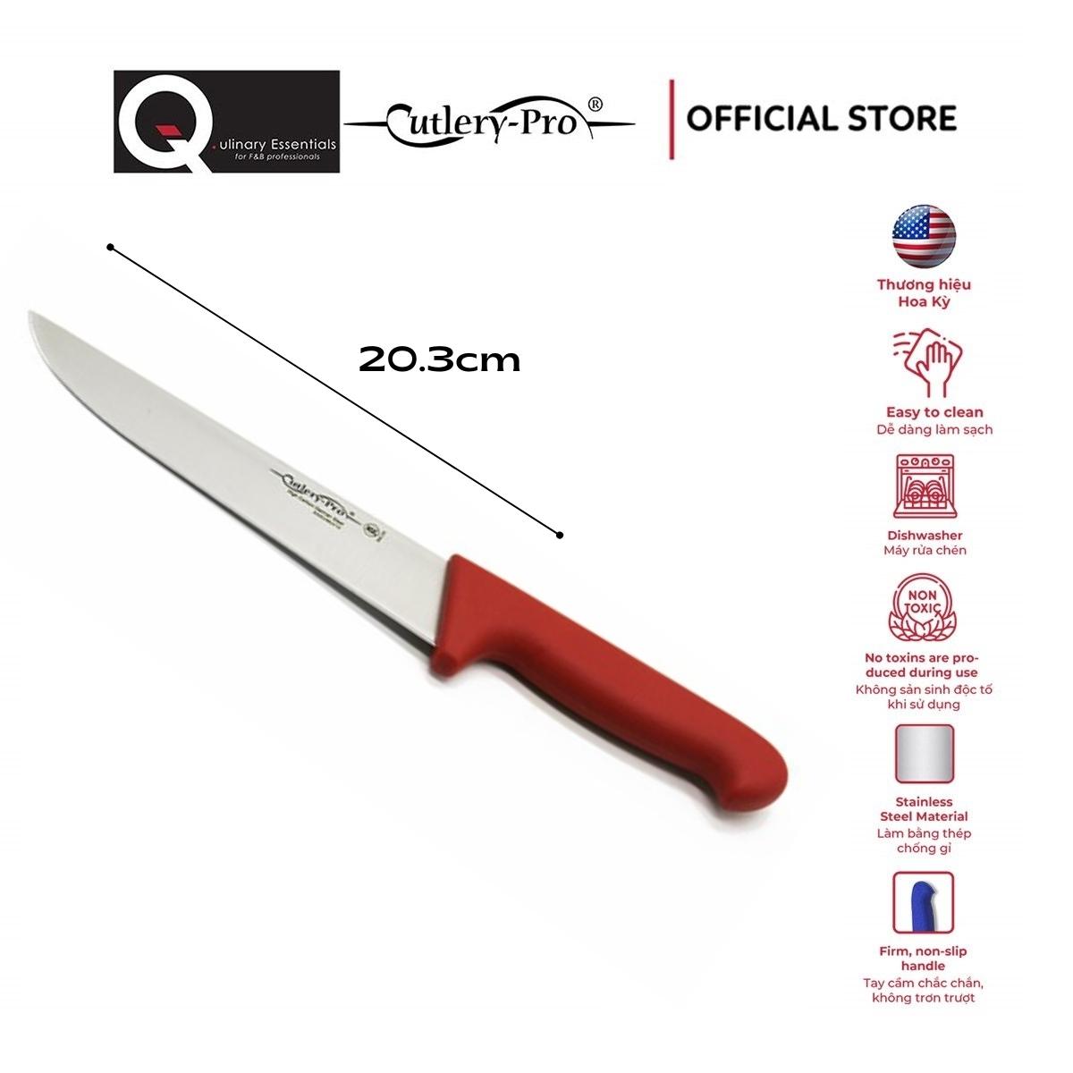 Dao Thái Thịt Cutlery-Pro Lưỡi Thẳng Cán Đỏ 203Mm
