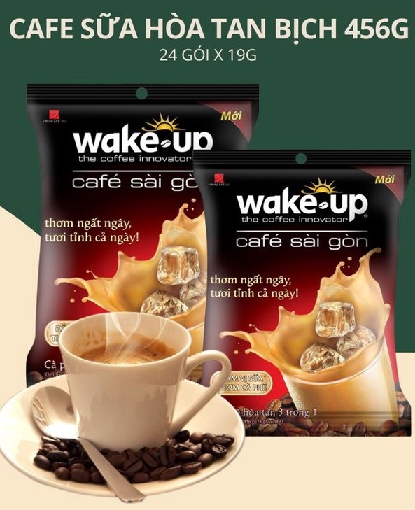 Cà Phê Sữa 3 in 1 Wake Up Café Sài Gòn 456g( 24gói x 19g)