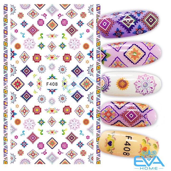 [HCM]Miếng Dán Móng Tay 3D Nail Sticker Tráng Trí Hoa Văn Hoạ Tiết Thổ Cẩm F408