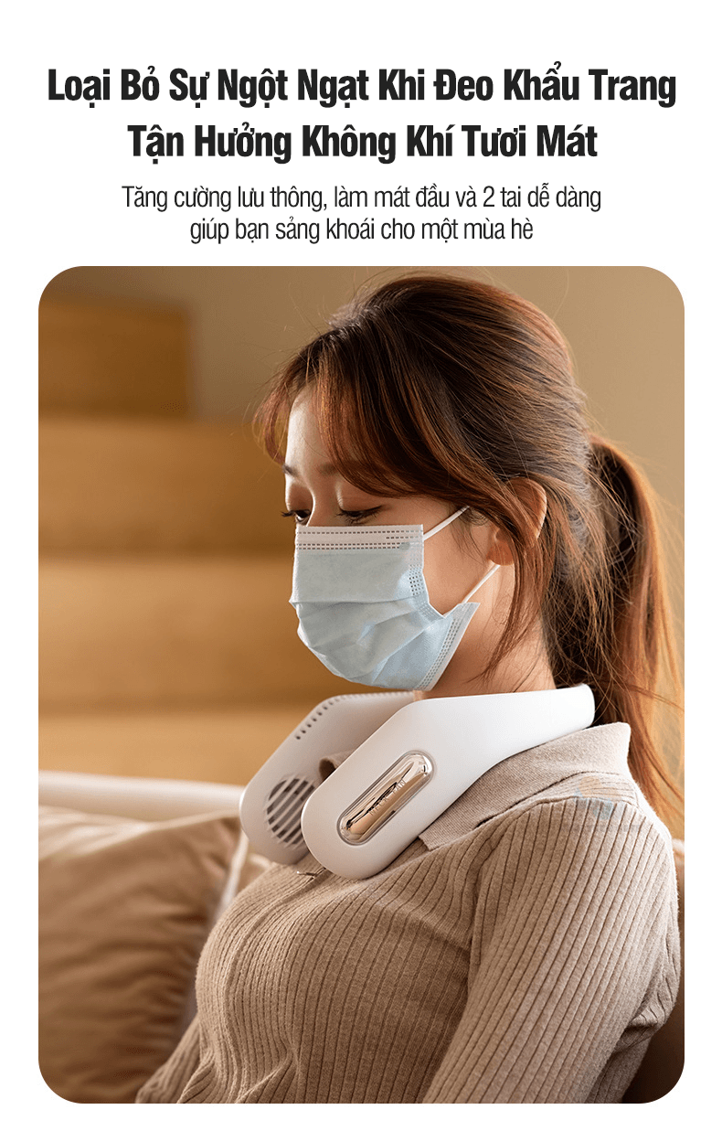 Quạt đeo cổ F41 không cánh cầm tay, sử dụng không dây với 3 cấp độ gió tiện lợi, co giãn silicone linh hoạt, giảm ồn, co giãn phù hợp với mọi khuôn mặt, hàng chính hãng
