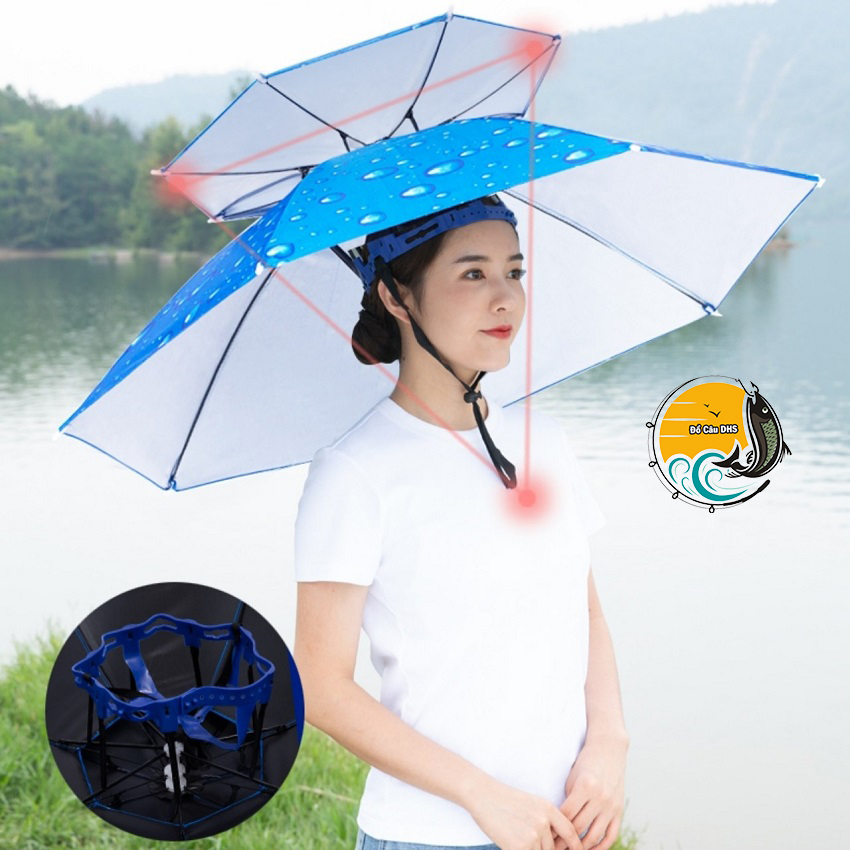 Ô đội đầu đi câu 2 tầng - đội đầu đi câu, đi du lịch, đi chơi,... - đồ câu dhs