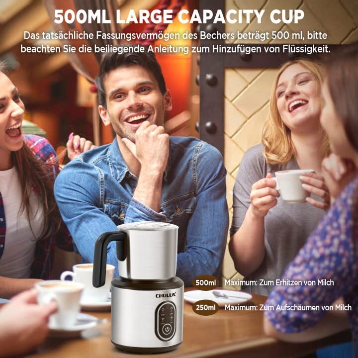 Máy tạo bọt sữa chuyên nghiệp dùng cho quán 4 trong 1 Chulux JMF-988S, dung tích 500ml, công suất 500W