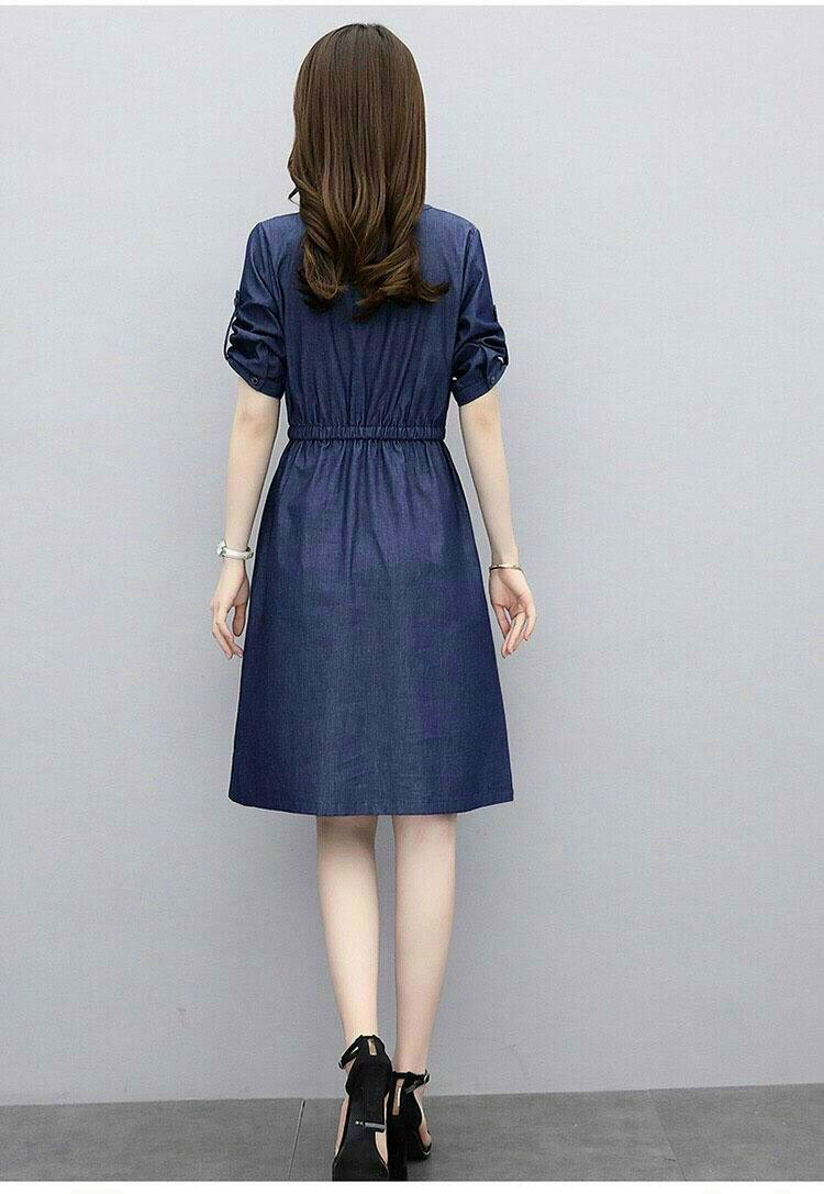 ĐẦM  JEAN NGỰC PHỐI TÚI EO  RÚT D792