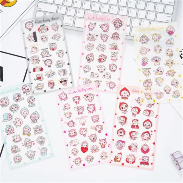 Bộ 6 Sticker Cute Baby Bukao