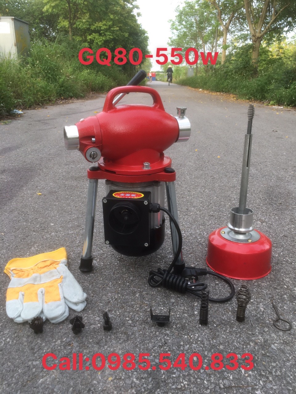MÁY THÔNG CỐNG GQ80-550w (12M dây phi16 +4m phi8 + 6đầu thông + 1 đôi găng tay )